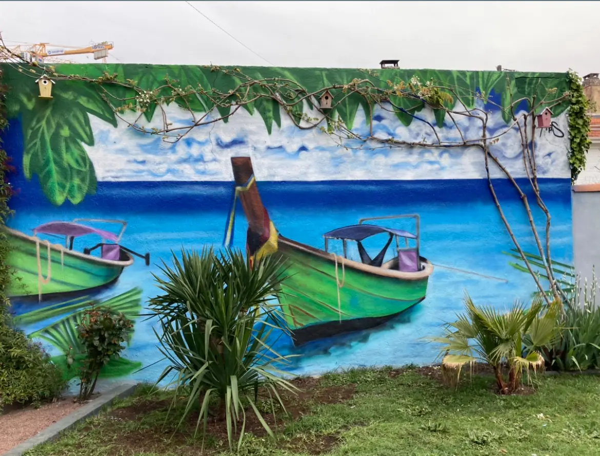 Échappée marine, fresque murale de MAS GRAFFITI — Gironde · Jardin privé