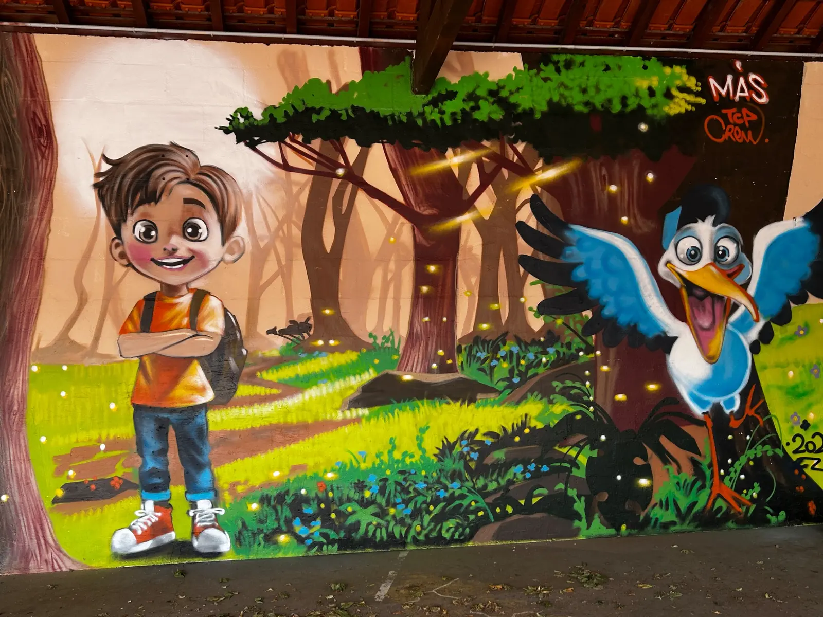 École de Braud, fresque murale de MAS GRAFFITI — Braud-et-Saint-Louis