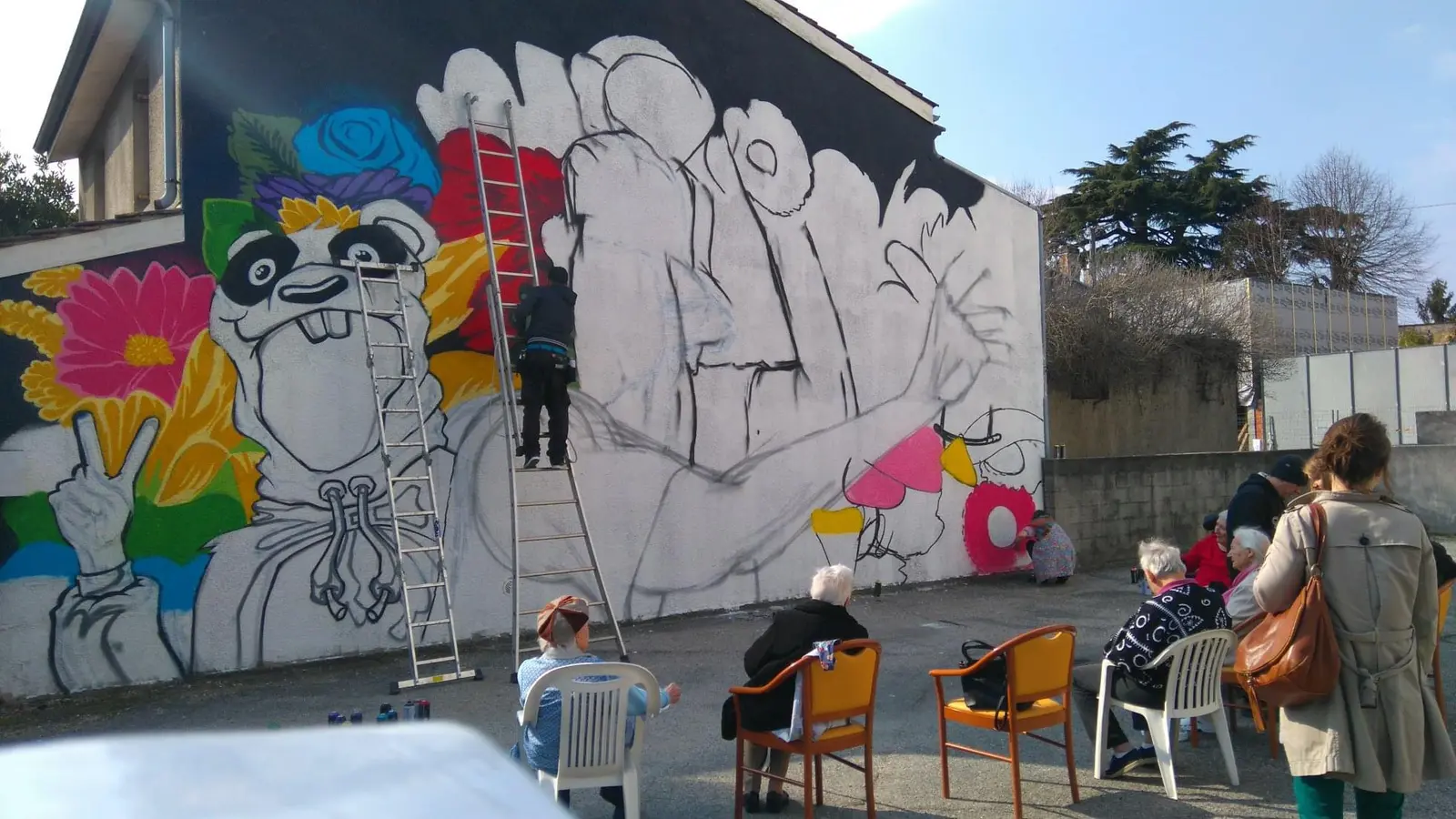EHPAD, fresque murale de MAS GRAFFITI — Bordeaux